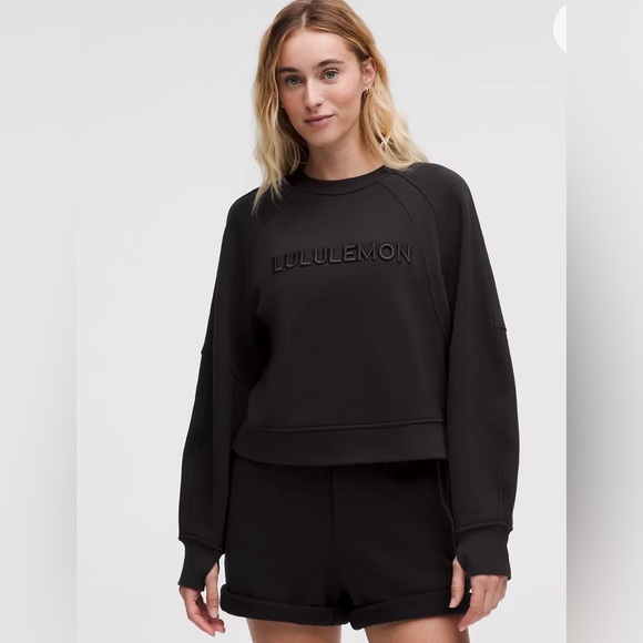 lululemon athletica Tops - NWT Lululemon🍋 Black Scuba Oversized Pullover Wordmark Size XS/S